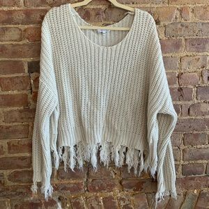 Oversized crochet fringe sweater